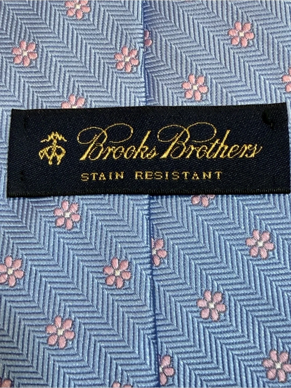 Brooks Brothers Periwinkle Blue Patterned Silk Necktie Woven Italy Made USA